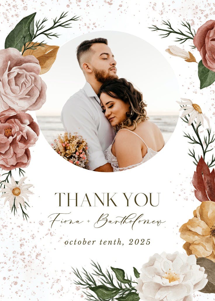 Nocturnal flowers - wedding thank you card